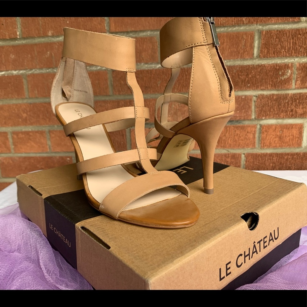 NIB 💯Leather Gladiator Caged Heels - Picture 3 of 5